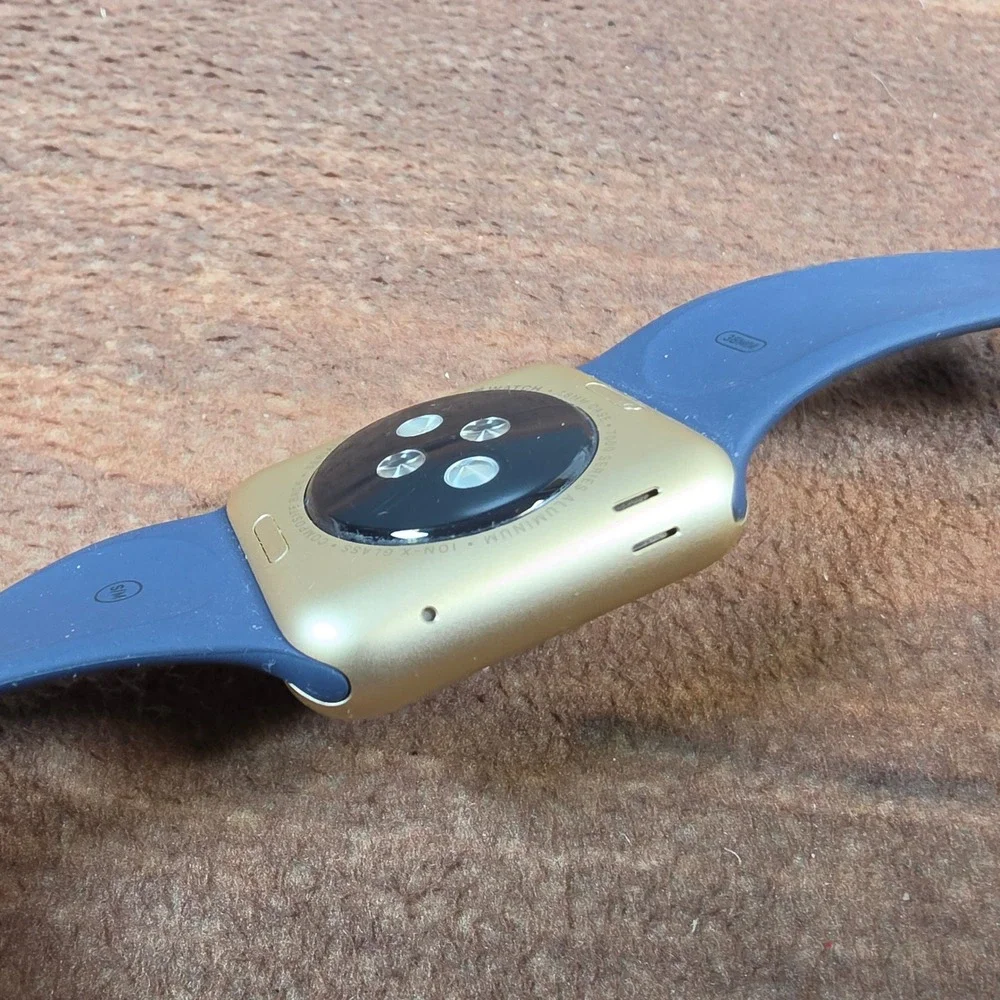 Apple Watch Sport 1st Gen 38mm Gold Aluminum Midnight Blue Excellent 7000 Series